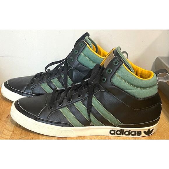 ADIDAS Top Court Leather Black Green High Top Sneakers Men\'s Sz 11 main image 7